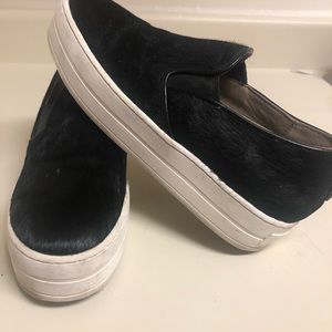 Platform black and white slip on shoes